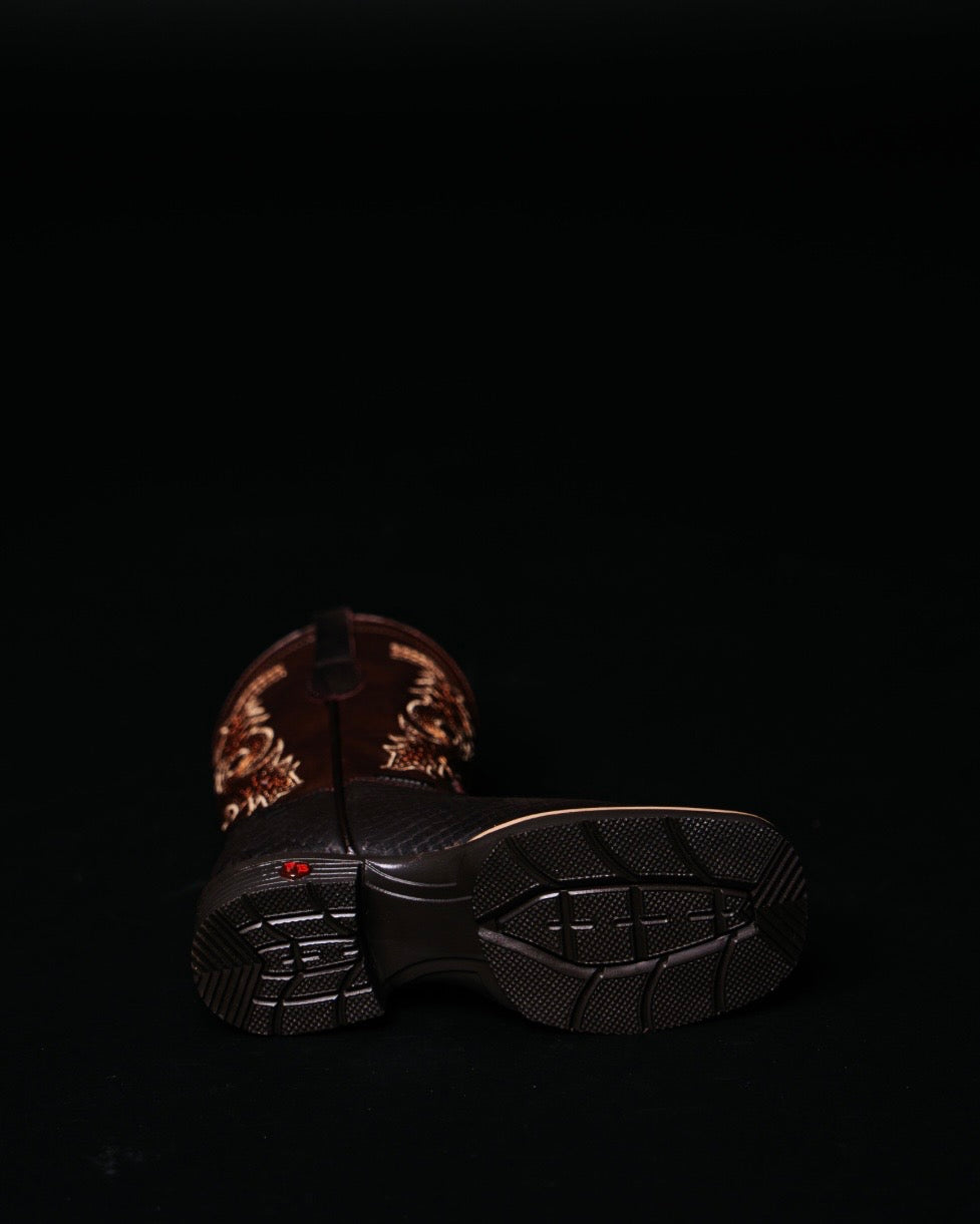KIDS PYTHON BROWN BOOTS WITH ZIPPER