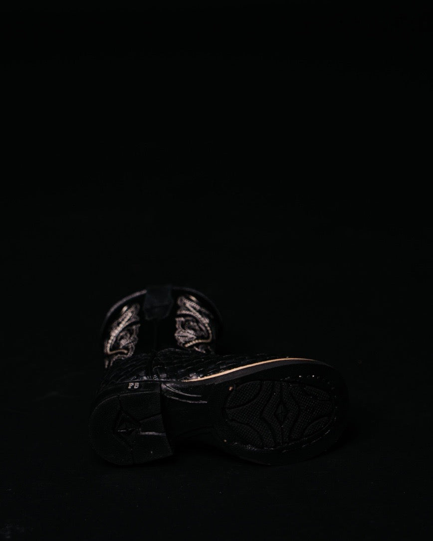 BASKET WEAVE KIDS BOOTS BLACK