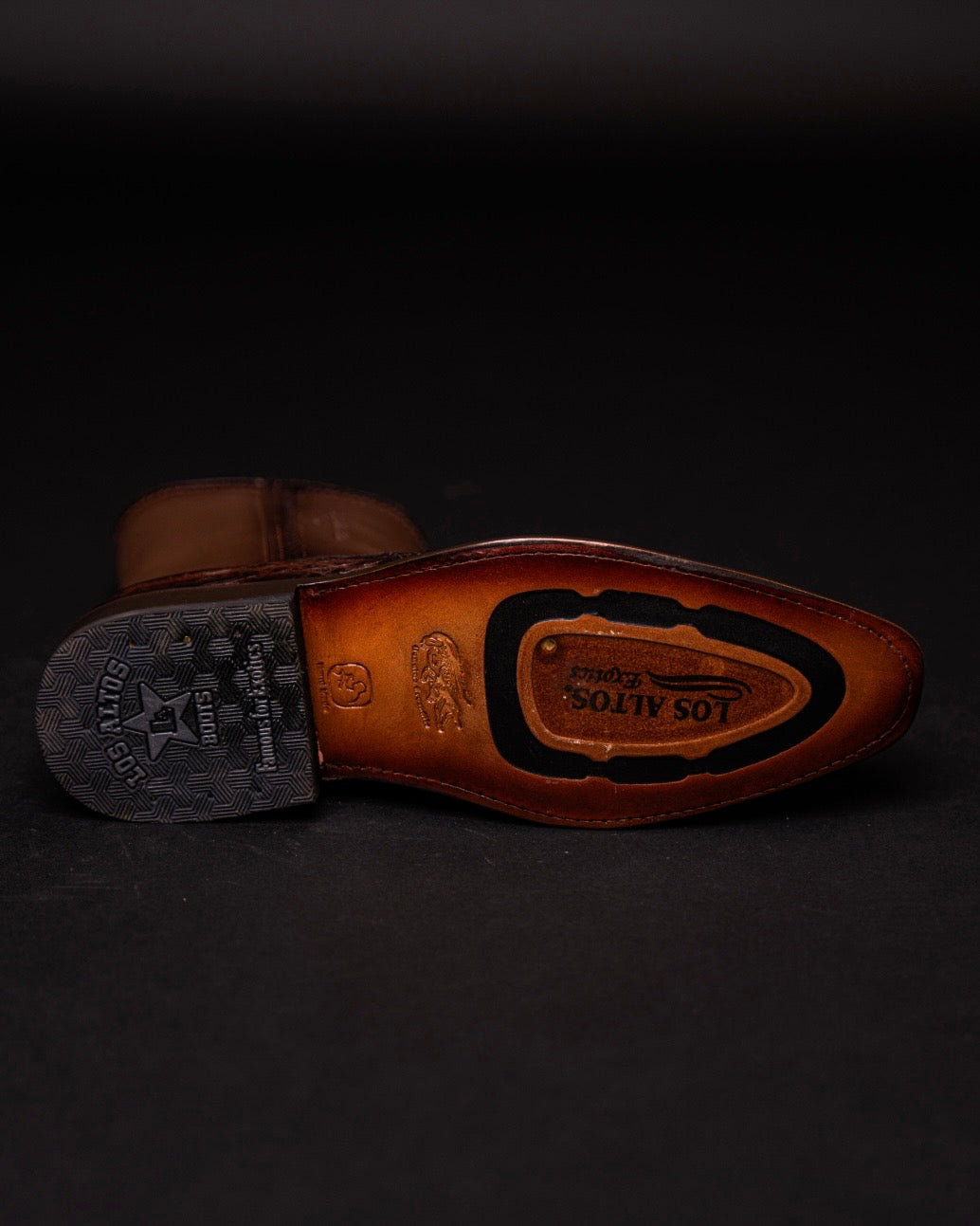 LOS ALTOS CAIMAN BELLY BROWN MILAN ROUND TOE