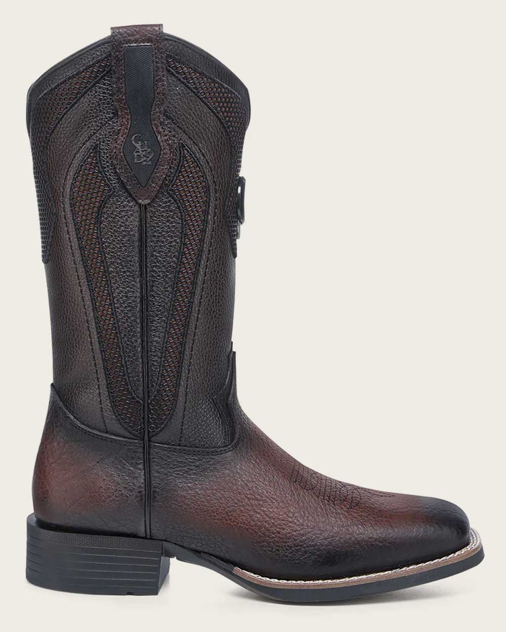 WESTERN DARK BROWN RODEO BISON BOOT