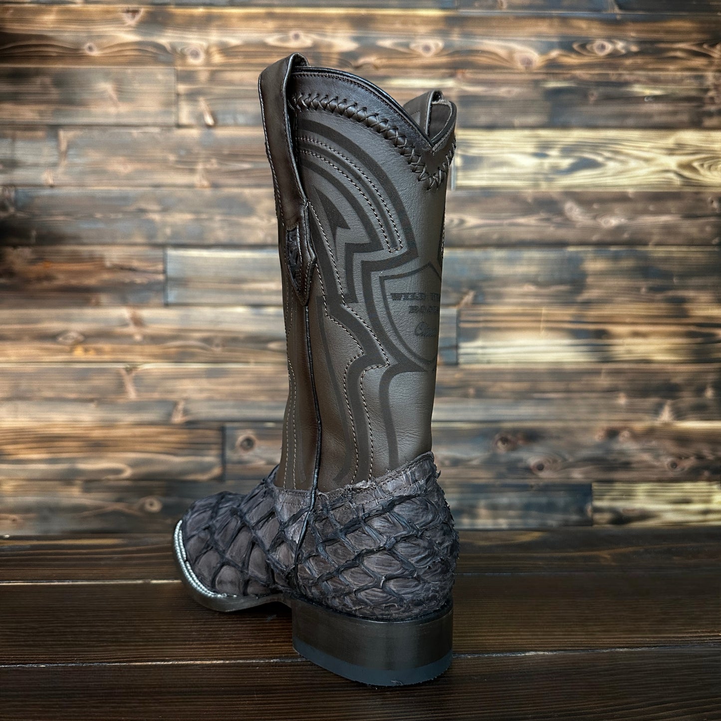 Wild West Authentic Inverted Pirarucu Boots - Wide Square Toe Matte Brown