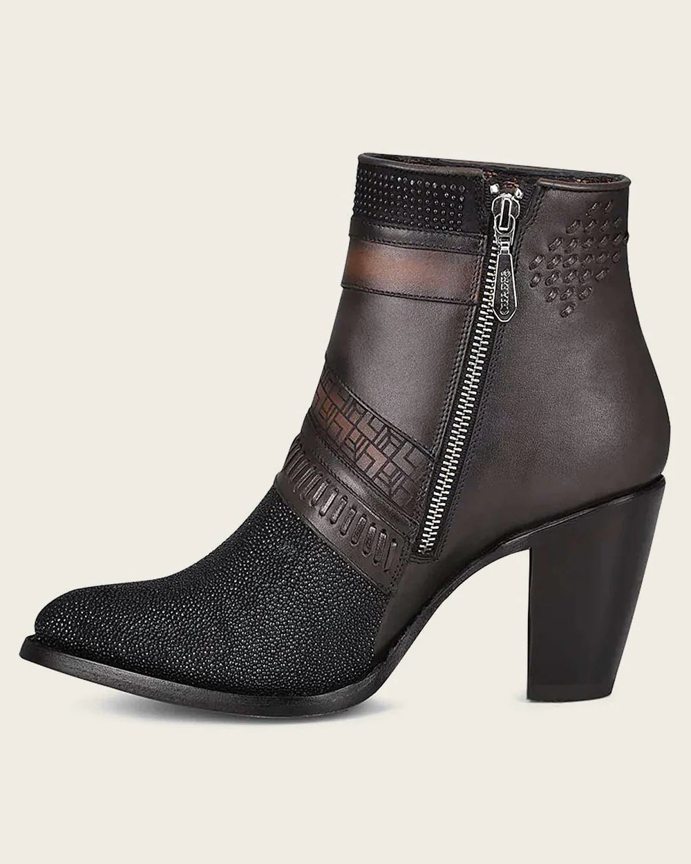 HANDWOVEN EXOTIC STINGRAY LEATHER ANKLE BOOTIE