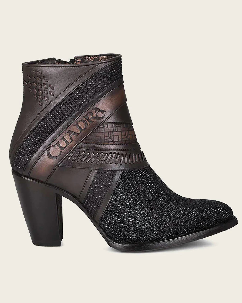 HANDWOVEN EXOTIC STINGRAY LEATHER ANKLE BOOTIE