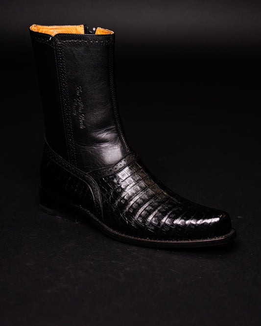 LOS ALTOS CAIMAN BELLY BLACK MILAN ROUND TOE