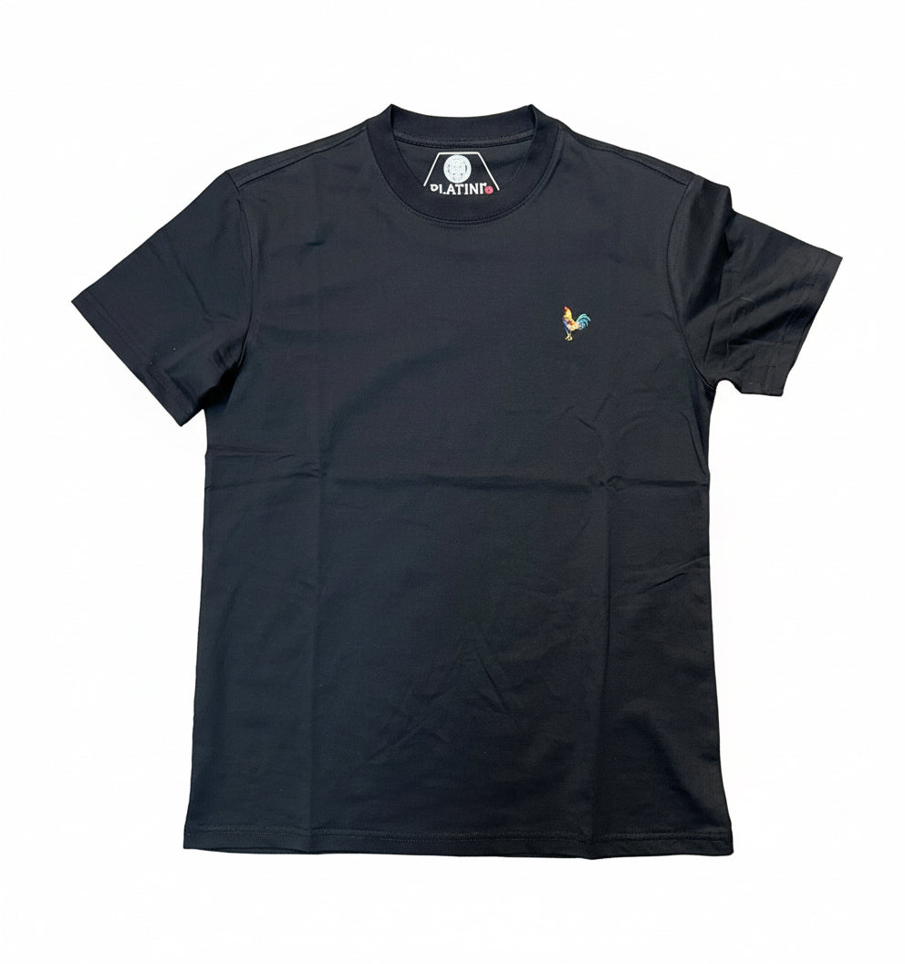 BLACK TEE ROOSTER LOGO