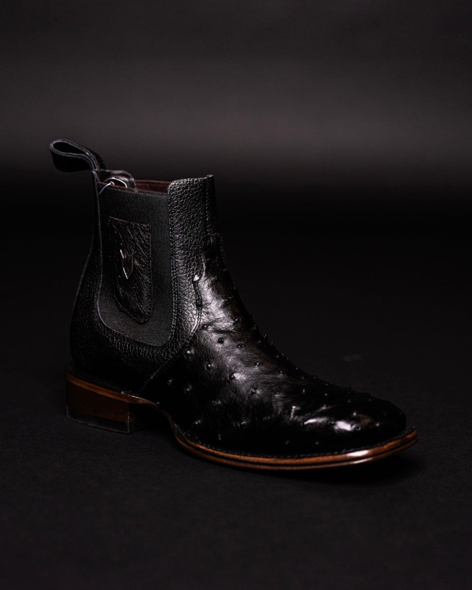 VESTIGIUM BOTIN OSTRICH BLACK SQUARE TOE