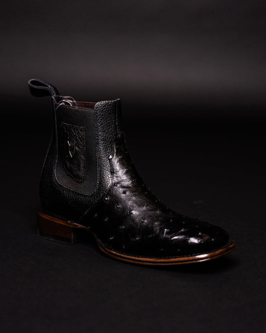 VESTIGIUM BOTIN OSTRICH BLACK SQUARE TOE