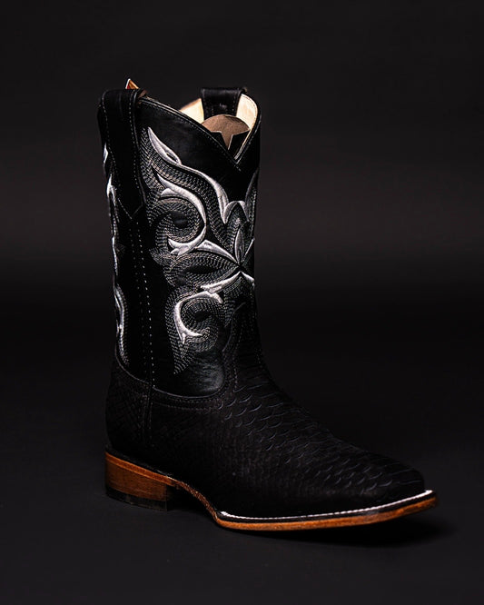 POTRILLO PYTHON BLACK 911 SQUARE TOE