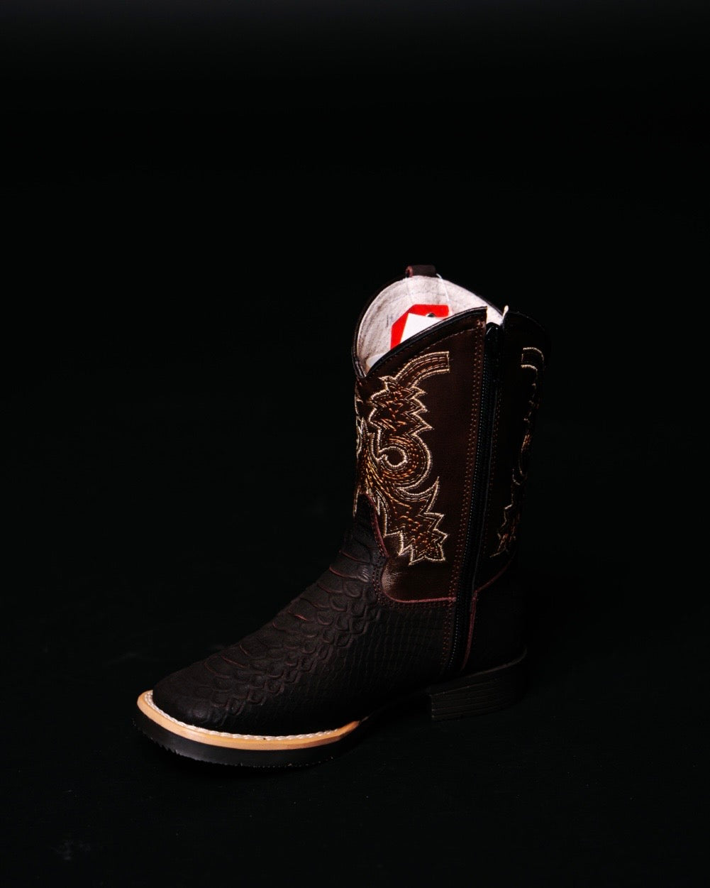 KIDS PYTHON BROWN BOOTS WITH ZIPPER