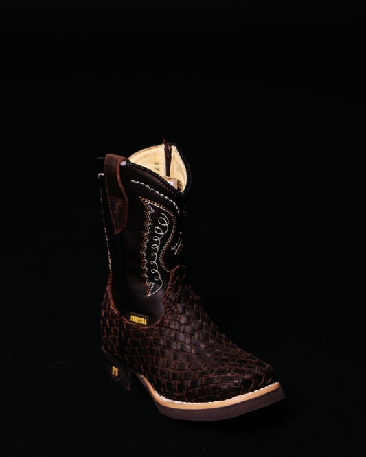 BASKET WEAVE KIDS BOOTS BROWN
