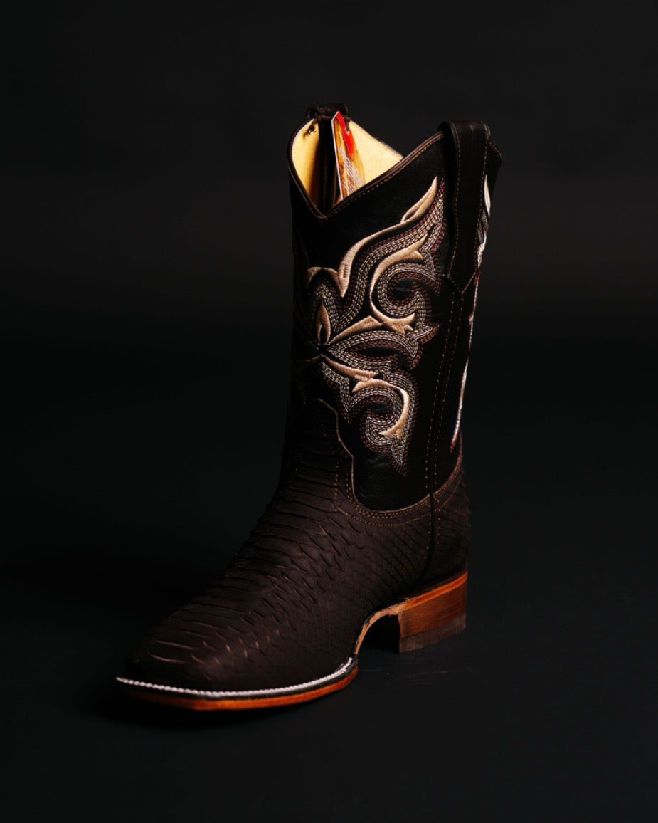 POTRILLO PYTHON BROWN 911 SQUARE TOE