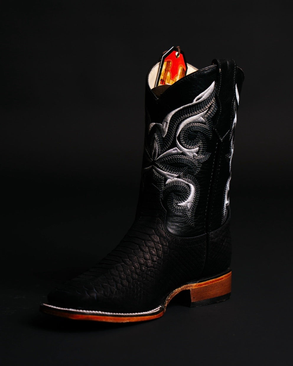 POTRILLO PYTHON BLACK 911 SQUARE TOE