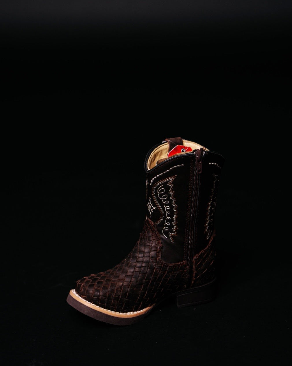 BASKET WEAVE KIDS BOOTS BROWN