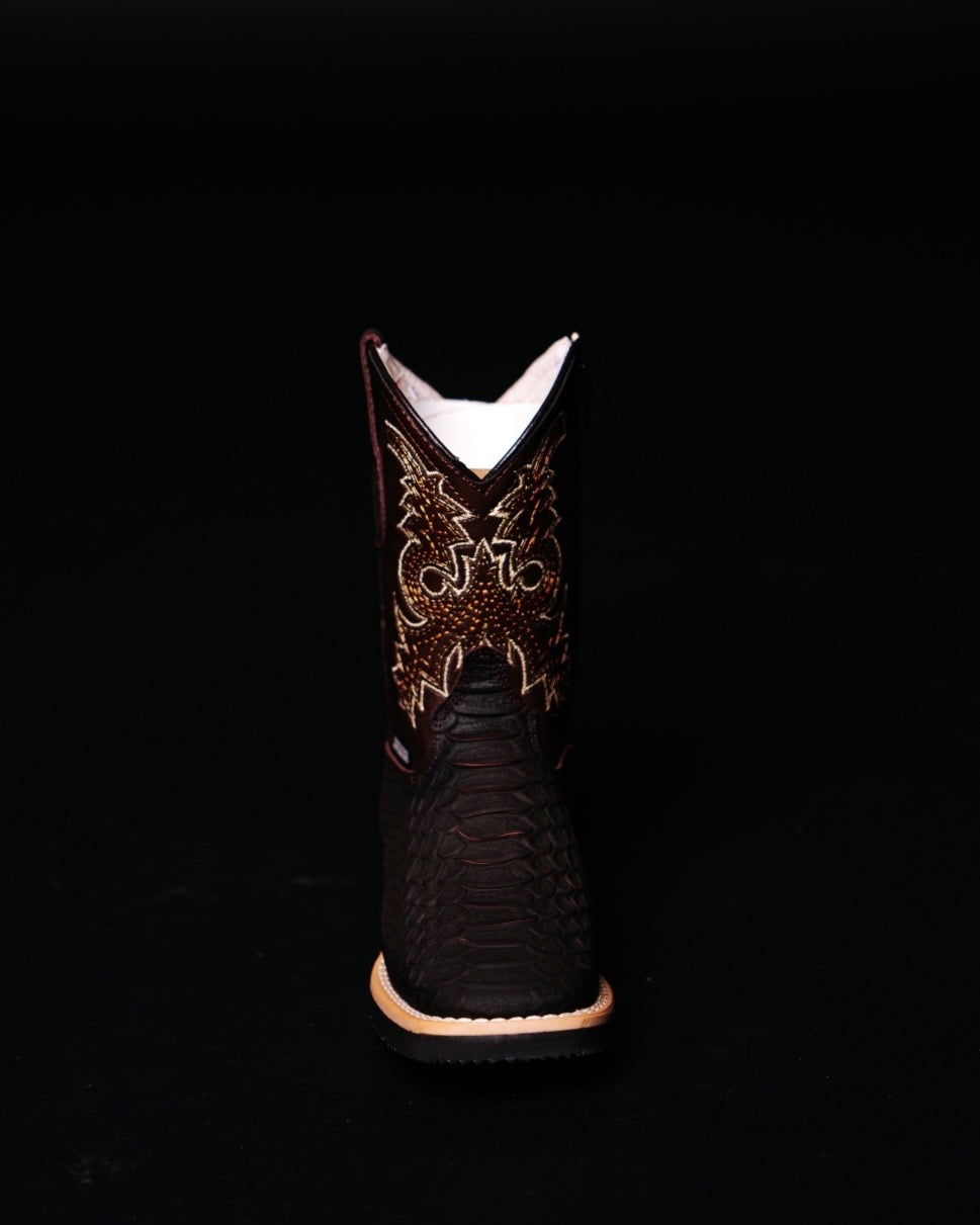 KIDS PYTHON BROWN BOOTS WITH ZIPPER