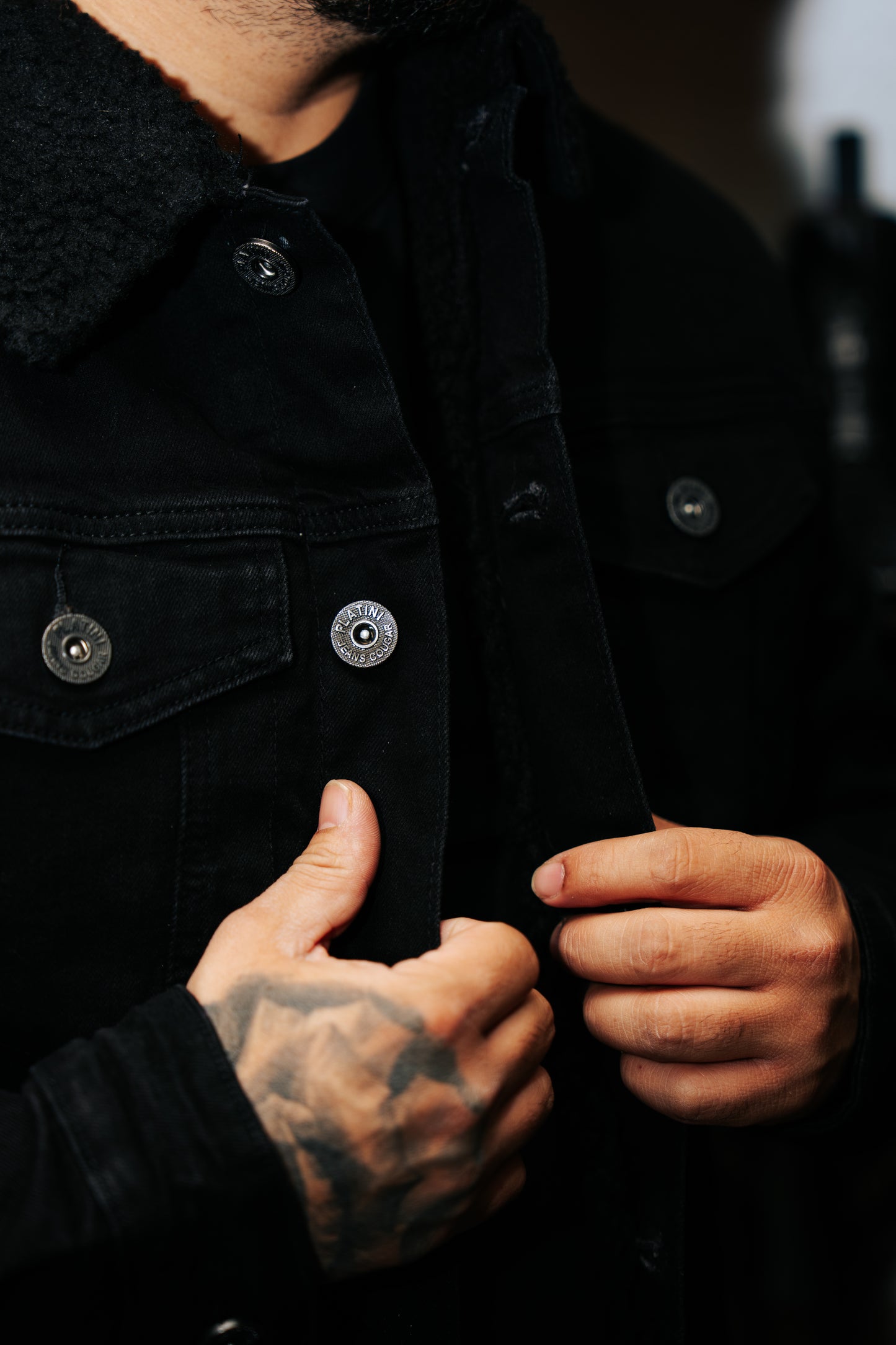 PLATINI MENS BLACK/BLACK JEAN JACKET