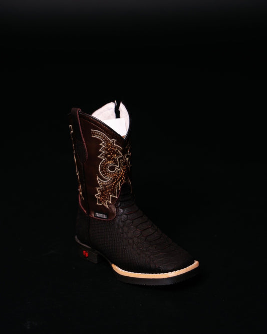 KIDS PYTHON BROWN BOOTS WITH ZIPPER