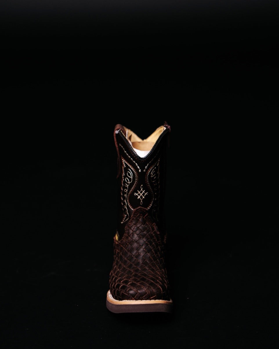 BASKET WEAVE KIDS BOOTS BROWN