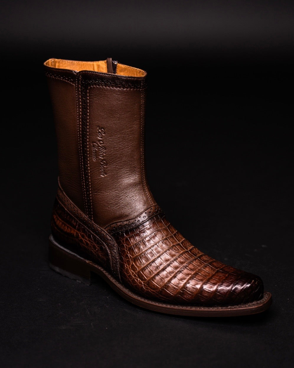 LOS ALTOS CAIMAN BELLY BROWN MILAN ROUND TOE