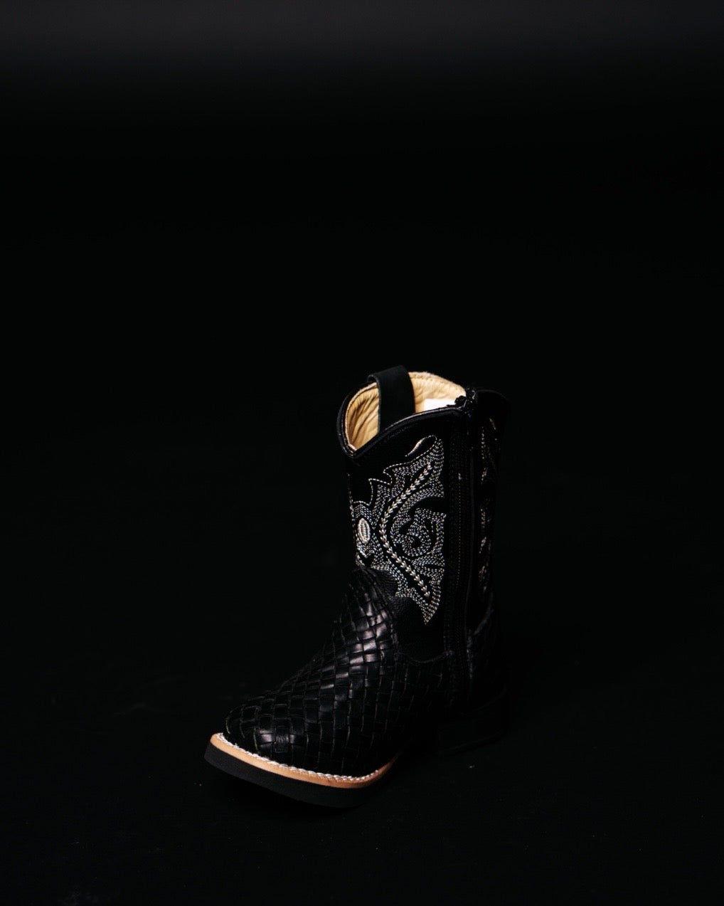 BASKET WEAVE KIDS BOOTS BLACK