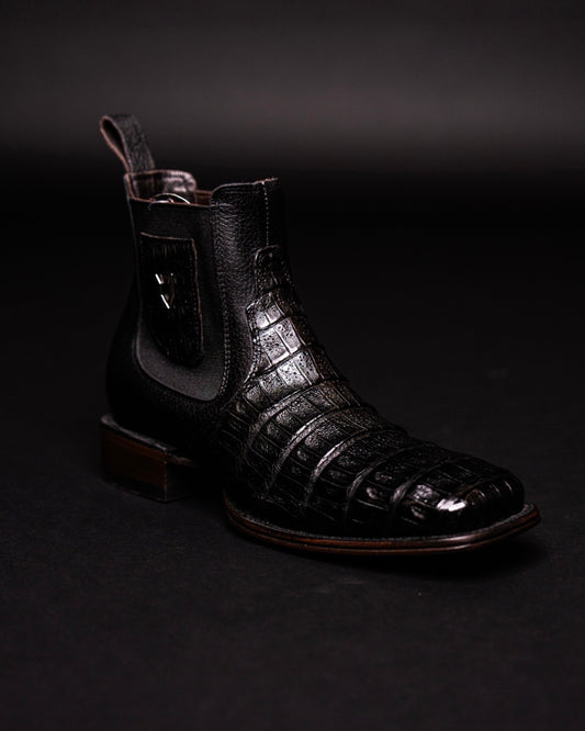 VESTIGIUM BOTIN CAIMAN BELLY BLACK SQUARE TOE