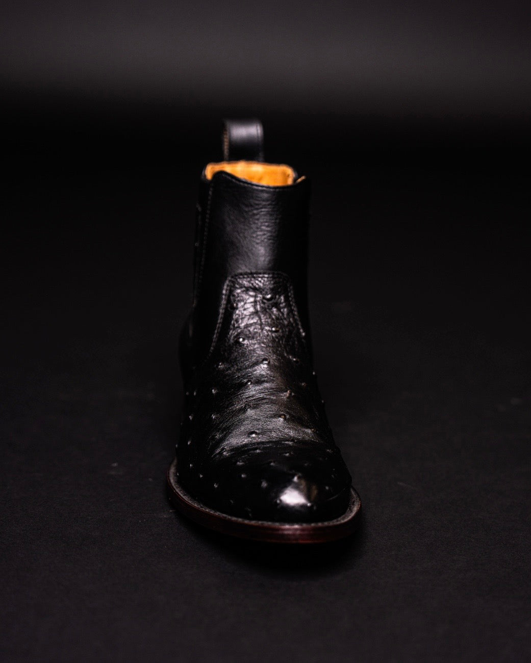 LOS ALTOS BOTIN OSTRICH BLACK ROPER ROUND TOE