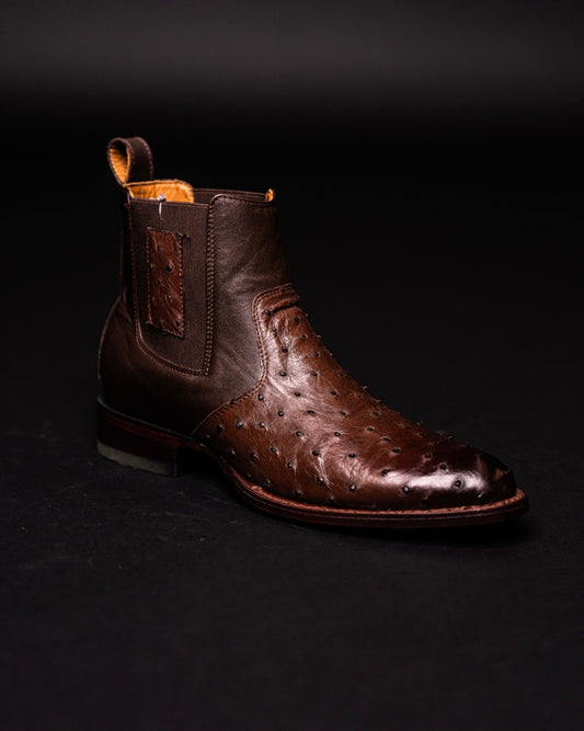 LOS ALTOS BOTIN OSTRICH BROWN ROPER ROUND TOE