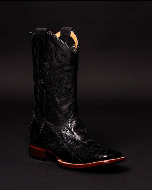 LOS ALTOS OSTRICH LEG BLACK SQUARE TOE