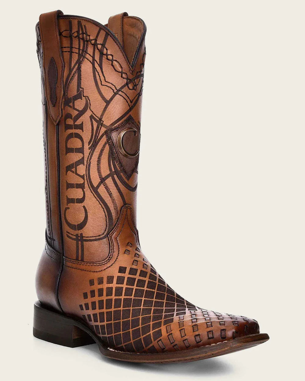 CUADRA ENGRAVED HONEY LEATHER WESTERN BOOT