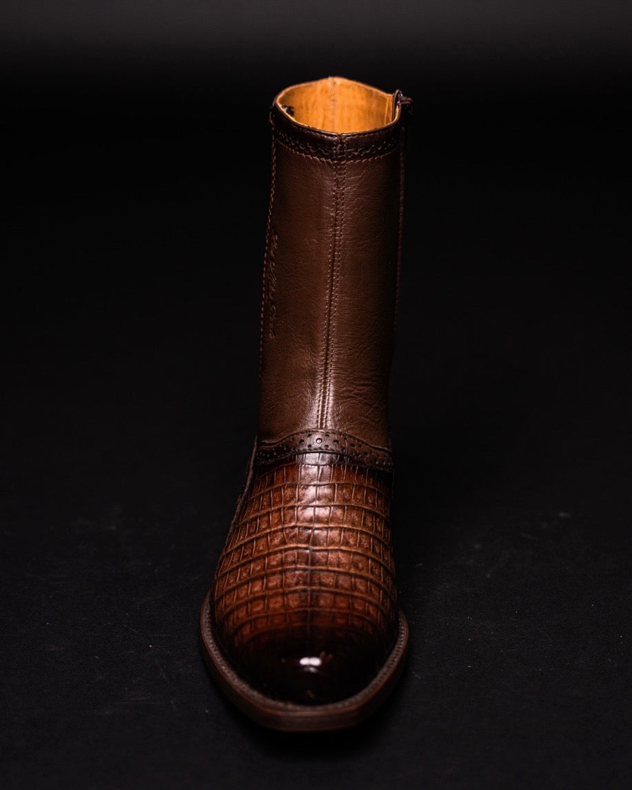 LOS ALTOS CAIMAN BELLY BROWN MILAN ROUND TOE