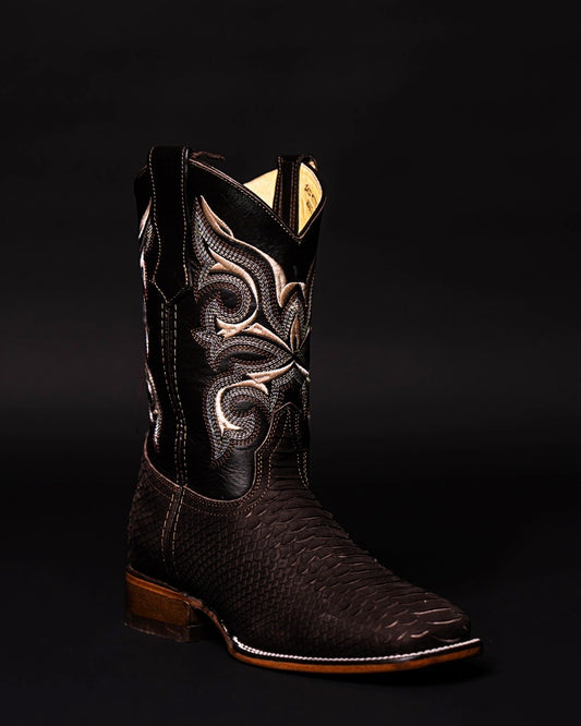 POTRILLO PYTHON BROWN 911 SQUARE TOE