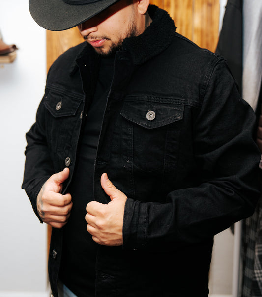 PLATINI MENS BLACK/BLACK JEAN JACKET