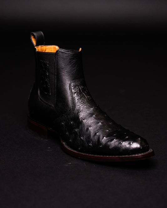 LOS ALTOS BOTIN OSTRICH BLACK ROPER ROUND TOE