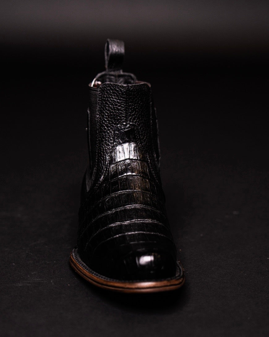 VESTIGIUM BOTIN CAIMAN BELLY BLACK MILAN ROUND TOE