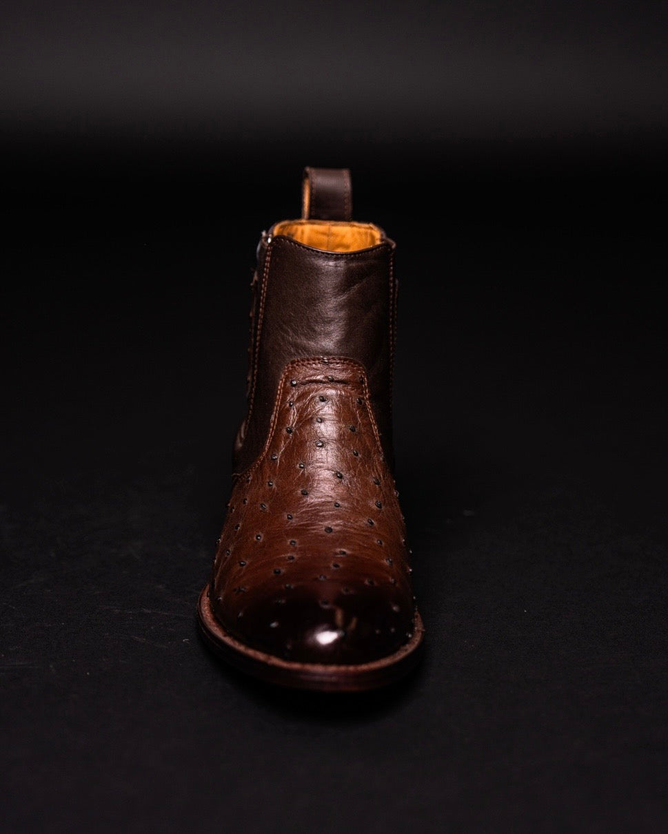LOS ALTOS BOTIN OSTRICH BROWN ROPER ROUND TOE