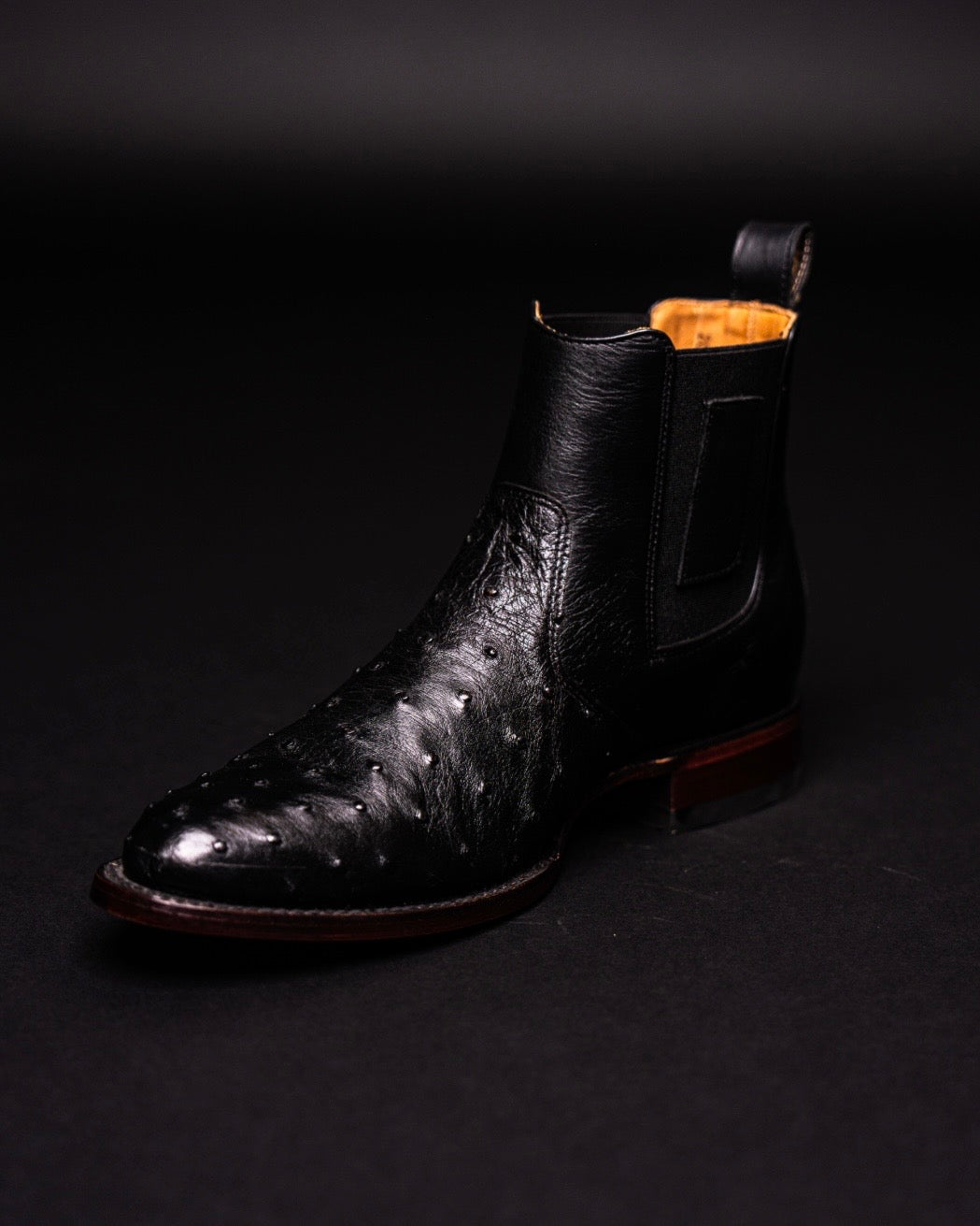 LOS ALTOS BOTIN OSTRICH BLACK ROPER ROUND TOE