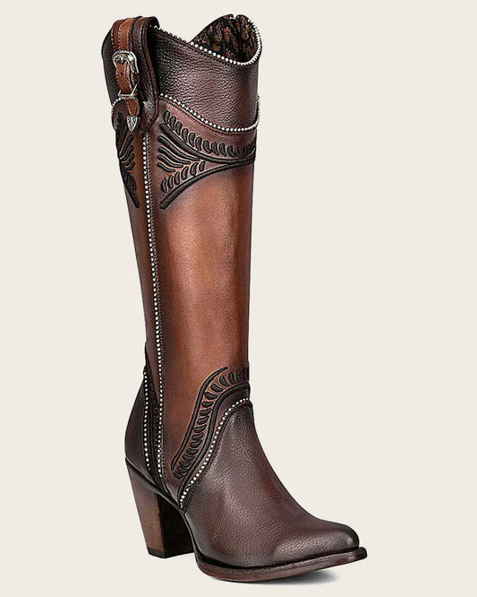 CUADRA HONEY EMBROIDERED KNEE HIGH BOOTS