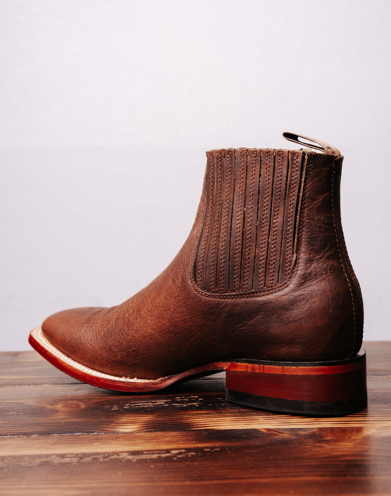 LOS ALTOS MENS SQUARE TOE BOTIN WALNUT LEATHER